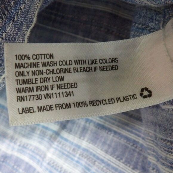 Merona Denim Blue Henley Striped Boyfriend Shirt Tunic Cotton Blouse | Large‎ - Picture 6 of 8